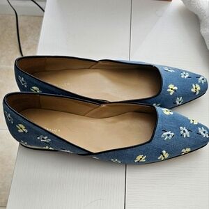 Ann Taylor Denim Flats with floral detail